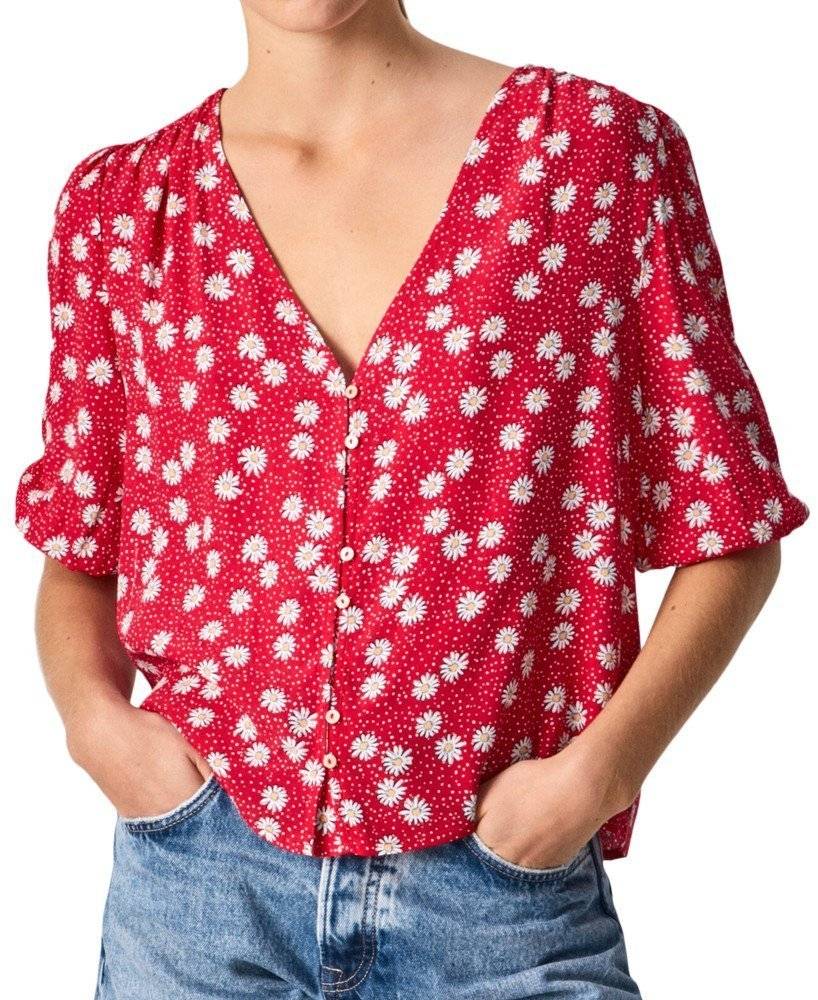PEPE JEANS ΠΟΥΚΑΜΙΣΟ PEPE JEANS LORENA FLORAL PRINT PL304224 ΚΟΚΚΙΝΟ/ΛΕΥΚΟ