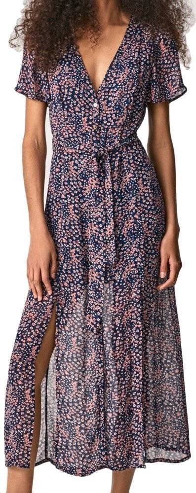 PEPE JEANS ΦΟΡΕΜΑ PEPE JEANS MARILYN FLOWER PRINT PL953026 ΣΚΟΥΡΟ ΜΠΛΕ/ΚΟΚΚΙΝΟ