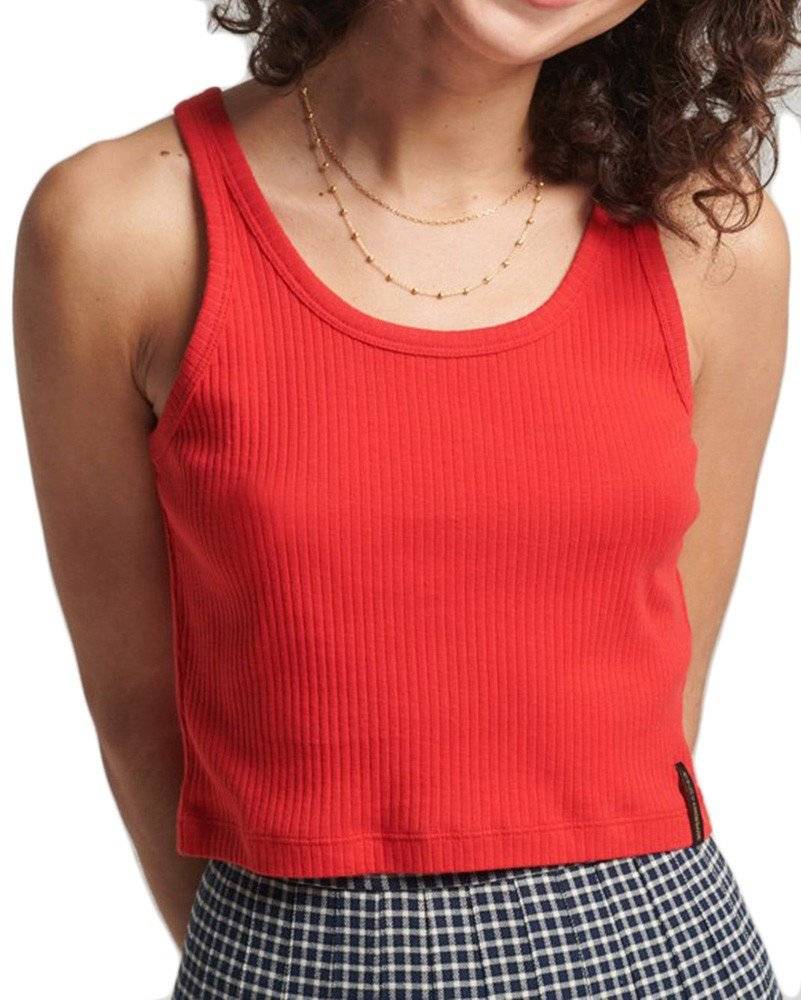 SUPERDRY CROP TOP SUPERDRY OVIN VINTAGE RIBBED W6011296A ΚΟΚΚΙΝΟ