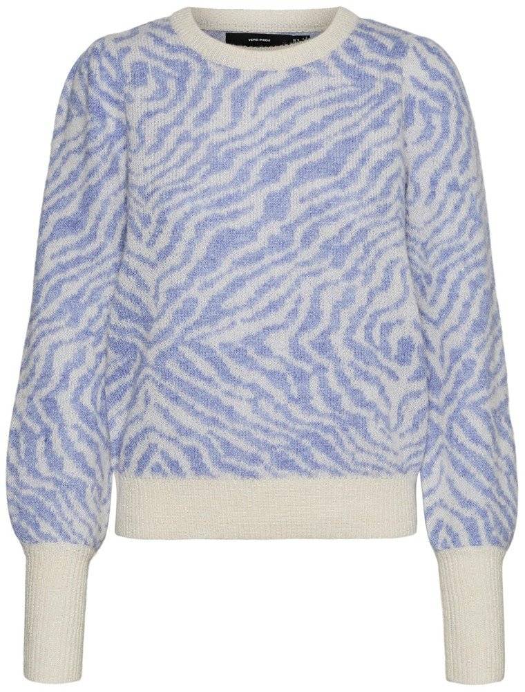 VERO MODA ΠΟΥΛΟΒΕΡ VERO MODA VMTARI 10268159 ANIMAL PRINT ΕΚΡΟΥ/ΓΑΛΑΖΙΟ