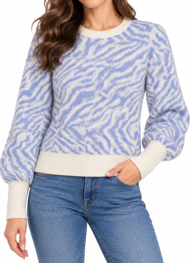 VERO MODA ΠΟΥΛΟΒΕΡ VERO MODA VMTARI 10268159 ANIMAL PRINT ΕΚΡΟΥ/ΓΑΛΑΖΙΟ