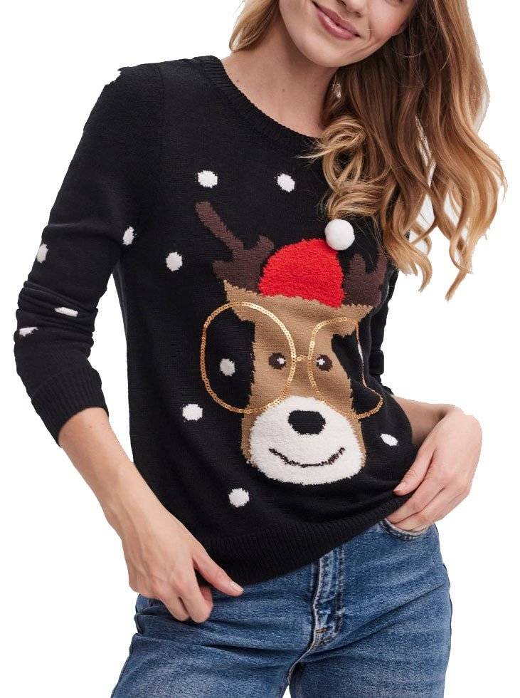 VERO MODA ΠΟΥΛΟΒΕΡ VERO MODA VMTINSEL XMAS 10250538 ΜΑΥΡΟ