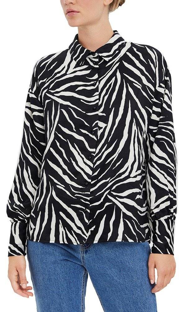 ΠΟΥΚΑΜΙΣΟ VERO MODA VMLIVA 10275278 ANIMAL PRINT ΜΑΥΡΟ