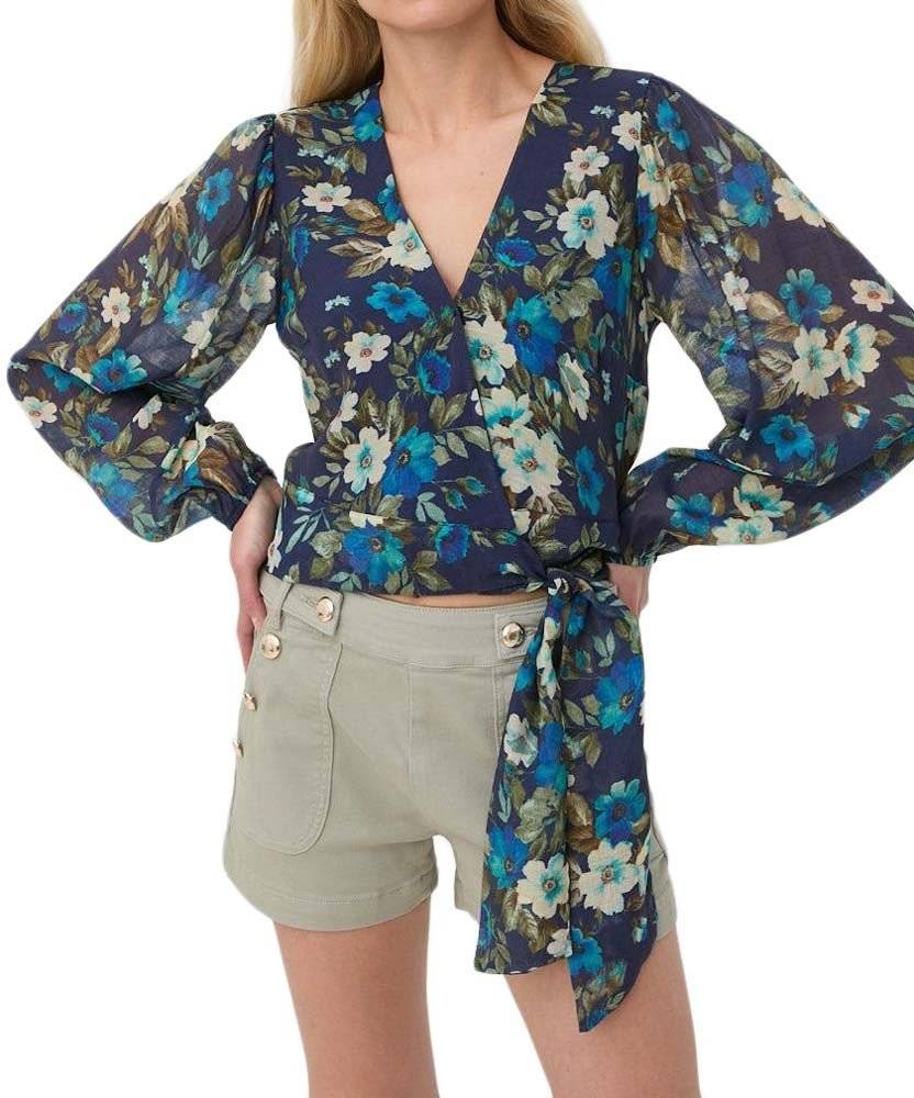 GUESS TOP GUESS EDWIGE W2YH29WEPQ0 FLORAL ΣΚΟΥΡΟ ΜΠΛΕ
