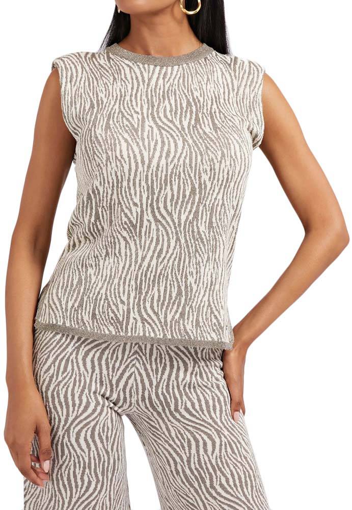 ΠΟΥΛΟΒΕΡ GUESS JULIETTE W2YR21Z30N0 ZEBRA PRINT ΓΚΡΙ