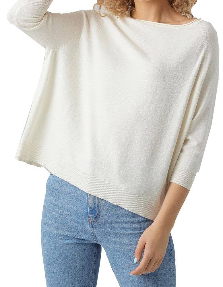VERO MODA ΜΠΛΟΥΖΑ ΜΑΚΡΥΜΑΝΙΚΗ VERO MODA VMNELLIE GLORY 3/4 BOXY 10282949 ΛΕΥΚΟ