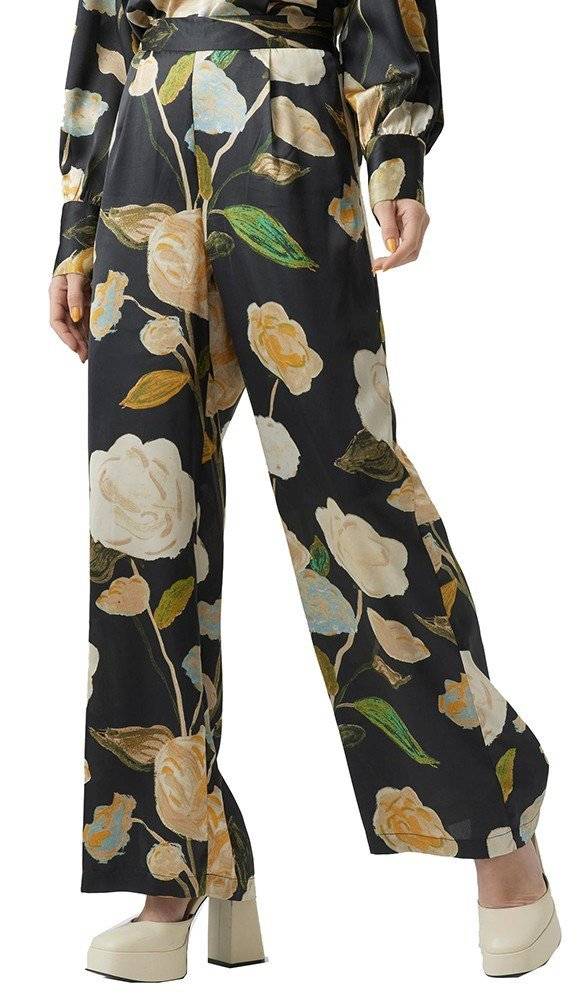 ΠΑΝΤΕΛΟΝΑ VERO MODA VMRENEE NOA HW WIDE FLORAL 10282222 ΜΑΥΡΟ