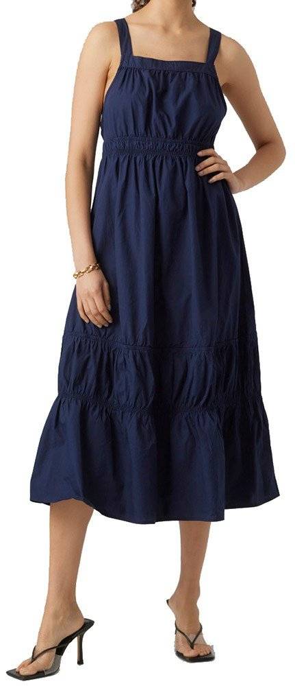 VERO MODA ΦΟΡΕΜΑ VERO MODA VMMIST SINGLET MAXI 10281800 ΣΚΟΥΡΟ ΜΠΛΕ