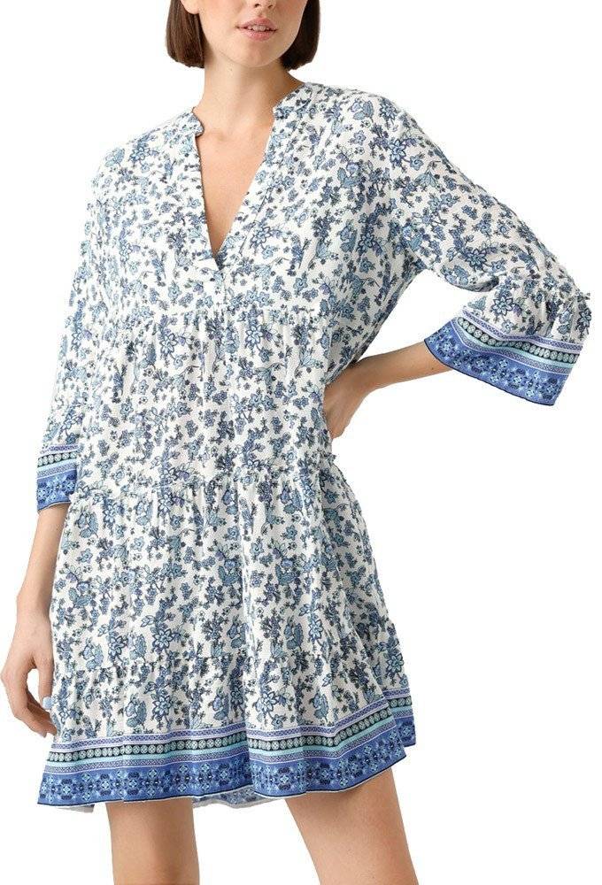 ΦΟΡΕΜΑ VERO MODA VMMILAN 3/4 FLORAL 10281787 ΛΕΥΚΟ/ΜΠΛΕ