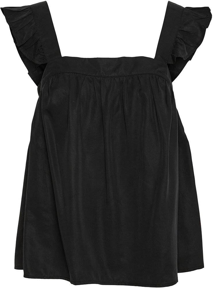 TOP VERO MODA VMHARPER FRILL 10283819 ΜΑΥΡΟ