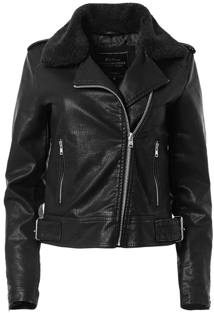 FUNKY BUDDHA ΤΖΑΚΕΤ FUNKY BUDDHA BIKER FBL006-123-01 ΜΑΥΡΟ