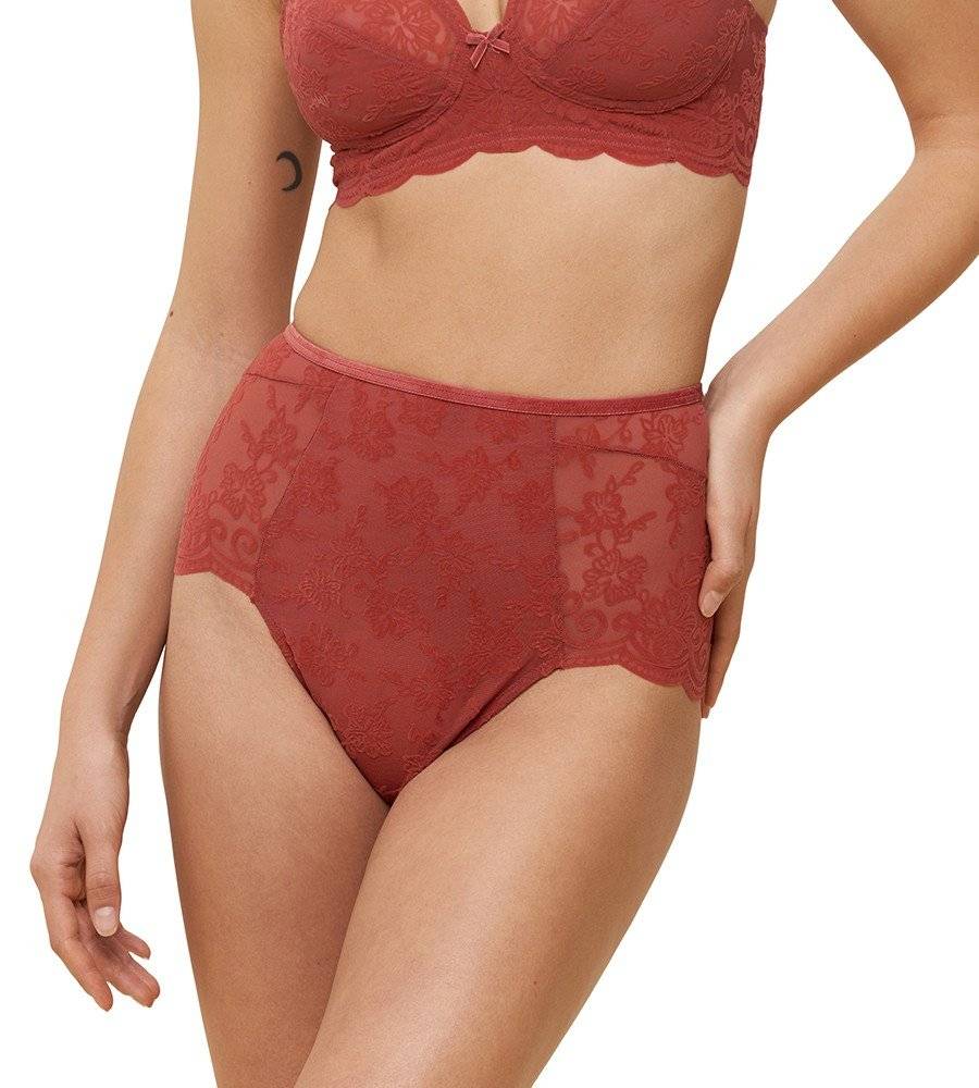 TRIUMPH ΛΑΣΤΕΞ TRIUMPH AMOURETTE 300 ROCOCO HIGHWAIST PANTY ΣΚΟΥΡΟ ΚΟΚΚΙΝΟ