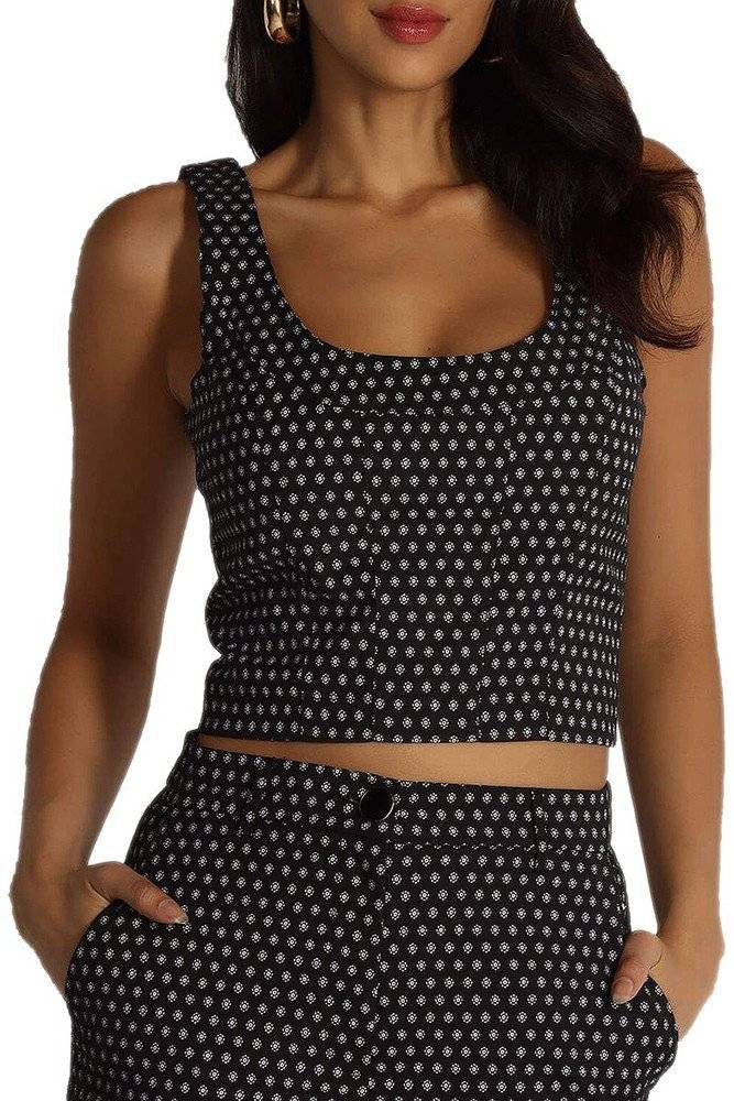 GUESS TOP GUESS ELENI ΠΟΥΑ FLORAL W3RH17WF550 ΜΑΥΡΟ