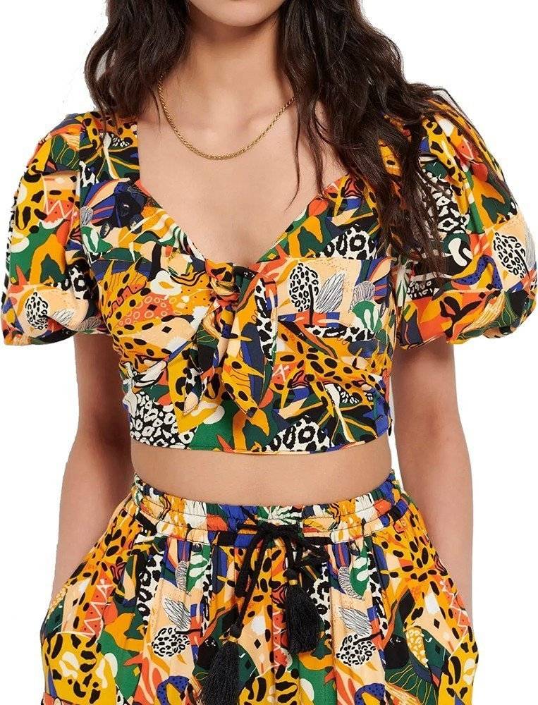 FUNKY BUDDHA CROP TOP FUNKY BUDDHA FBL007-103-17 ΠΟΛΥΧΡΩΜΟ