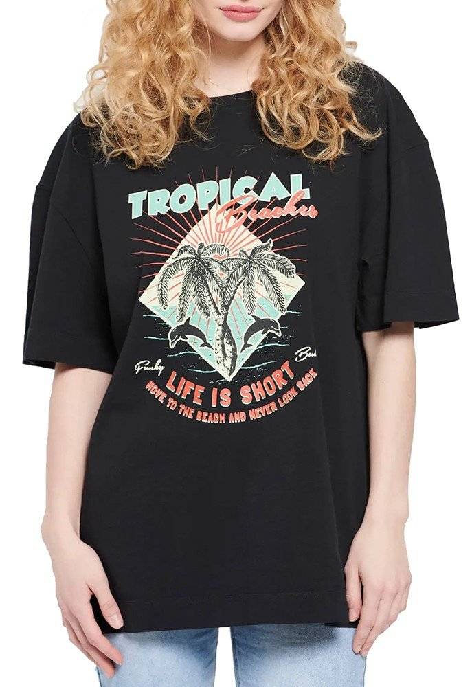 FUNKY BUDDHA T-SHIRT FUNKY BUDDHA FBL007-131-04 ΜΑΥΡΟ