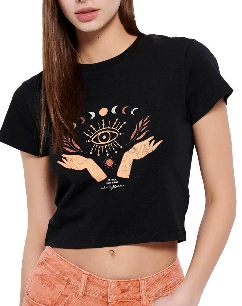 FUNKY BUDDHA CROP TOP FUNKY BUDDHA FBL007-196-04 ΜΑΥΡΟ