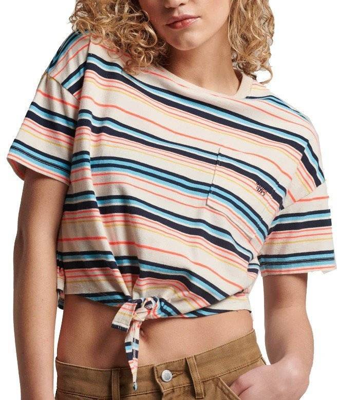 SUPERDRY T-SHIRT SUPERDRY OVIN VINTAGE BOXY TIE FRONT W1011087A STRIPE ΠΟΛΥΧΡΩΜΟ