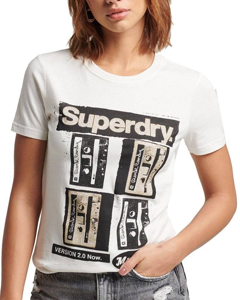SUPERDRY T-SHIRT SUPERDRY OVIN VINTAGE LO-FI POSTER W1011090A ΕΚΡΟΥ