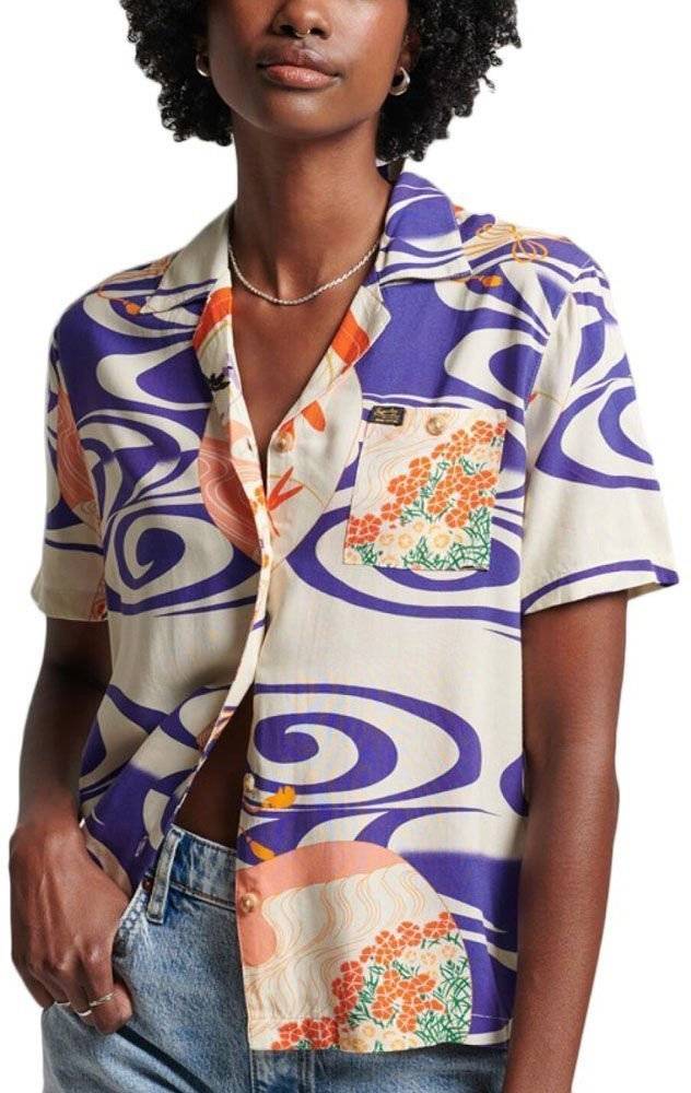 SUPERDRY ΠΟΥΚΑΜΙΣΟ SUPERDRY OVIN VINTAGE BEACH RESORT W4010371A ΜΠΛΕ/ΠΟΛΥΧΡΩΜΟ