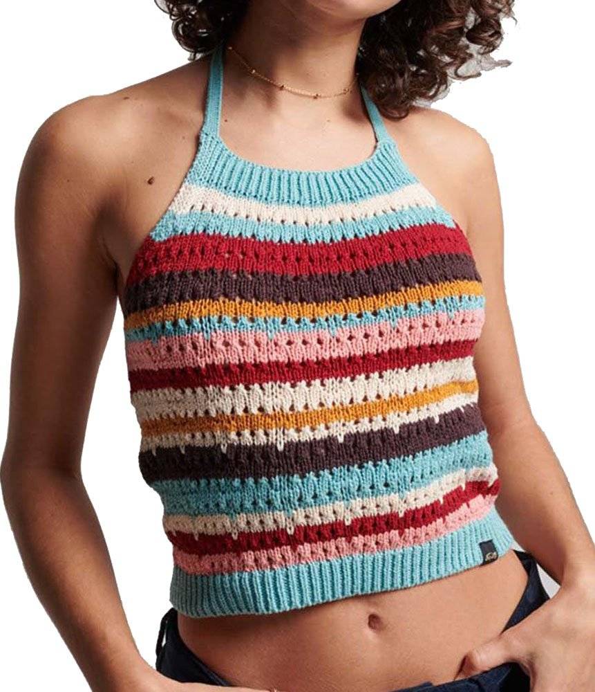 SUPERDRY TOP SUPERDRY OVIN VINTAGE CROCHET HALTER W6011572A ΠΟΛΥΧΡΩΜΟ