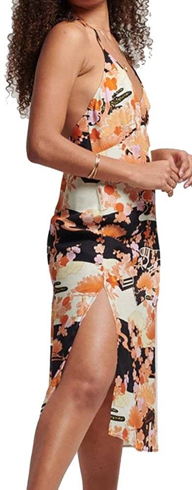 SUPERDRY ΦΟΡΕΜΑ SUPERDRY OVIN VINTAGE MIDI HALTER SLIP W8011293A FLORAL ΠΟΛΥΧΡΩΜΟ