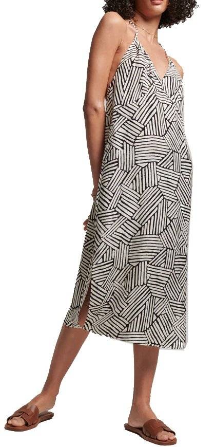 SUPERDRY ΦΟΡΕΜΑ SUPERDRY OVIN VINTAGE MIDI HALTER SLIP W8011293A ΛΕΥΚΟ/ΜΑΥΡΟ