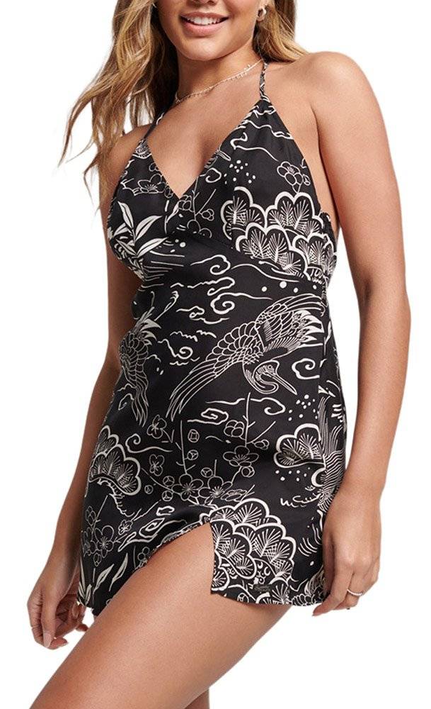 ΦΟΡΕΜΑ SUPERDRY OVIN VINTAGE MINI SLIP HALTER W8011400A 8XM FLORAL ΜΑΥΡΟ