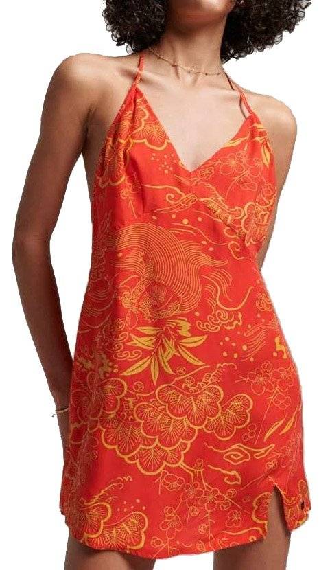 SUPERDRY ΦΟΡΕΜΑ SUPERDRY OVIN VINTAGE MINI SLIP HALTER W8011400A 8XO FLORAL ΚΟΚΚΙΝΟ