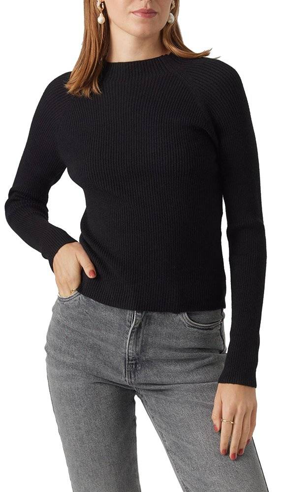 VERO MODA ΜΠΛΟΥΖΑ ΜΑΚΡΥΜΑΝΙΚΗ VERO MODA VMEVIE HIGHNECK 10290612 ΜΑΥΡΟ