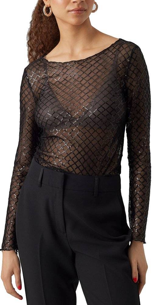 VERO MODA ΜΠΛΟΥΖΑ ΜΑΚΡΥΜΑΝΙΚΗ VERO MODA VMSAFINA 10299302 ΜΑΥΡΟ
