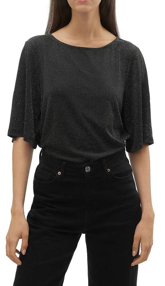 VERO MODA T-SHIRT VERO MODA VMKANVA 2/4 10296866 ΜΑΥΡΟ/ΑΣΗΜΙ