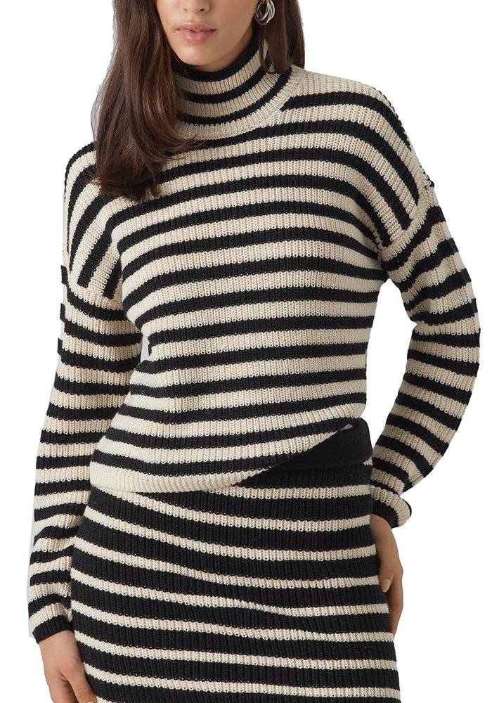 VERO MODA ΠΟΥΛΟΒΕΡ VERO MODA VMFABULOUS HIGHNECK 10297807 ΡΙΓΕ, ΕΚΡΟΥ/ΜΑΥΡΟ