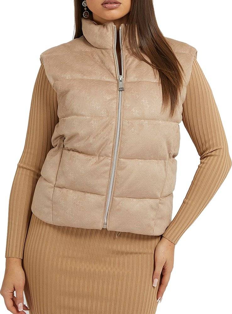 GUESS ΜΠΟΥΦΑΝ ΑΜΑΝΙΚΟ GUESS JOLE SUEDE PUFFER W3YN38WFIY0 ΜΠΕΖ