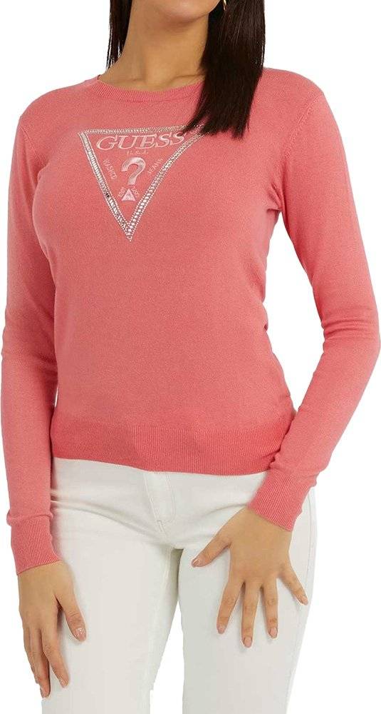 GUESS ΠΟΥΛΟΒΕΡ GUESS DIANE TRIANGLE LOGO W3YR46Z2NQ2 ΡΟΖ