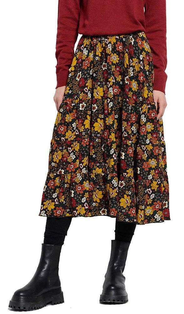 ΦΟΥΣΤΑ FUNKY BUDDHA MIDI FLORAL FBL008-104-14 ΠΟΛΥΧΡΩΜΗ