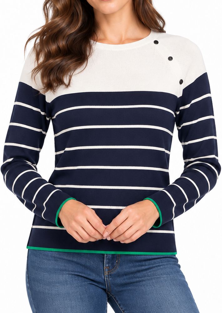 VERO MODA ΠΟΥΛΟΒΕΡ VERO MODA VMALMA 10300043 ΣΚΟΥΡΟ ΜΠΛΕ/ΕΚΡΟΥ