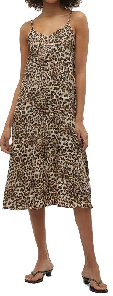 VERO MODA ΦΟΡΕΜΑ VERO MODA VMJOSIE CALF SINGLET 10303398 ANIMAL PRINT ΚΑΦΕ