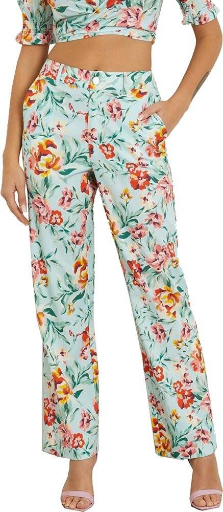 ΠΑΝΤΕΛΟΝΙ GUESS ADELE STRAIGHT W4GB30WG4G0 FLORAL ΠΟΛΥΧΡΩΜΟ