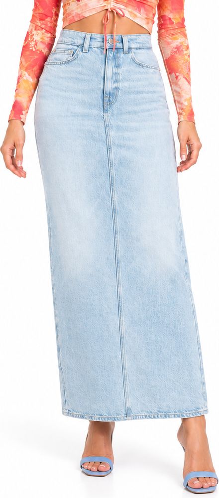 ΦΟΥΣΤΑ GUESS WENONA BACK SPLIT DENIM W4GD53D5B66 ΑΝΟΙΧΤΟ ΜΠΛΕ