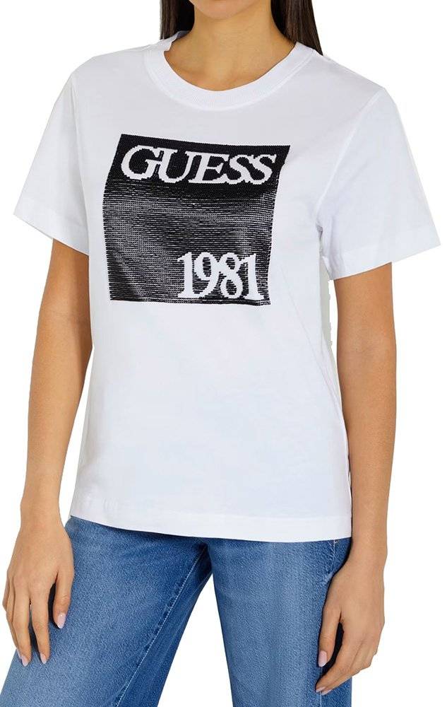 T-SHIRT GUESS BEADS W4GI16I3Z14 ΛΕΥΚΟ