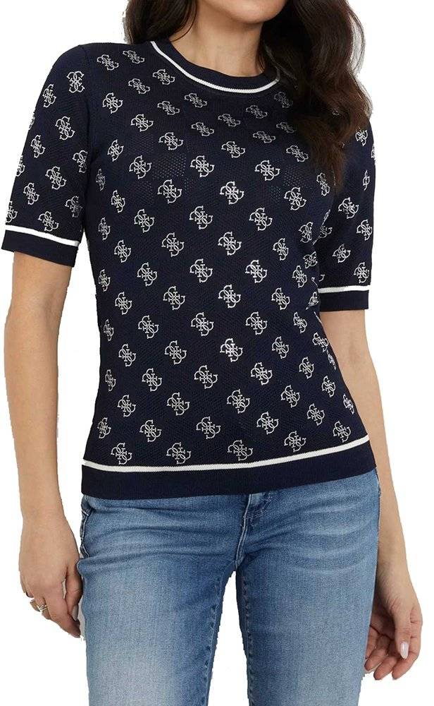 TOP GUESS ROSIE 4G ΠΛΕΚΤΟ W4GR05Z3D60 ΣΚΟΥΡΟ ΜΠΛΕ