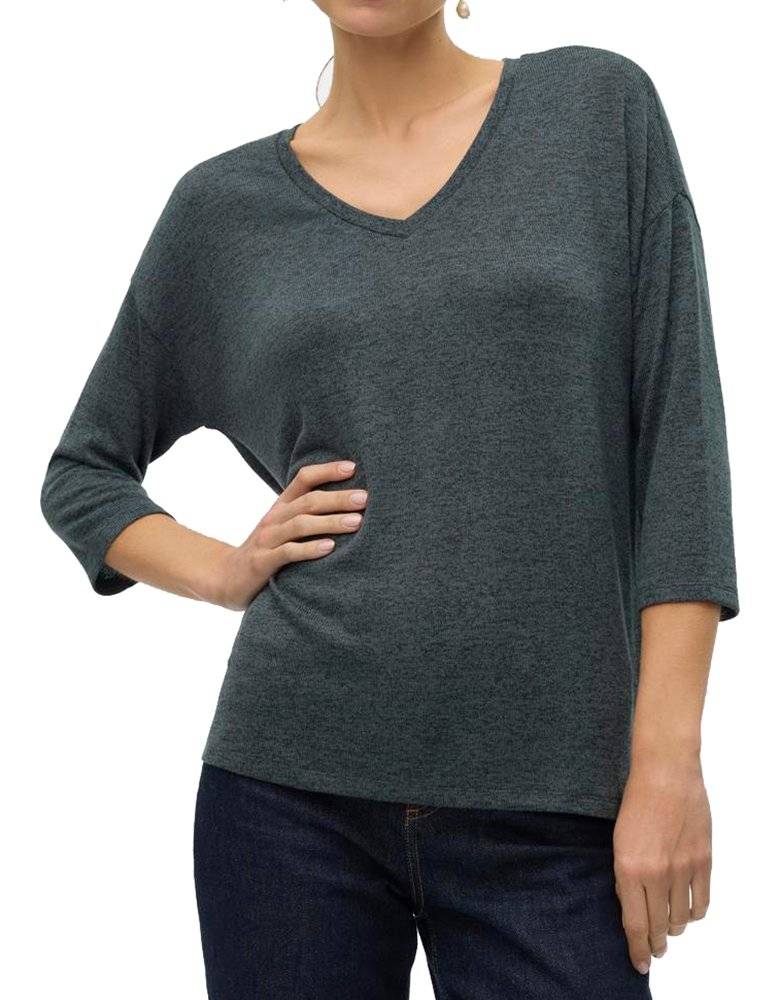 VERO MODA ΠΟΥΛΟΒΕΡ VERO MODA VMBRIANNA 3/4 V-NECK 10291351 ΠΡΑΣΙΝΟ ΜΕΛΑΝΖΕ