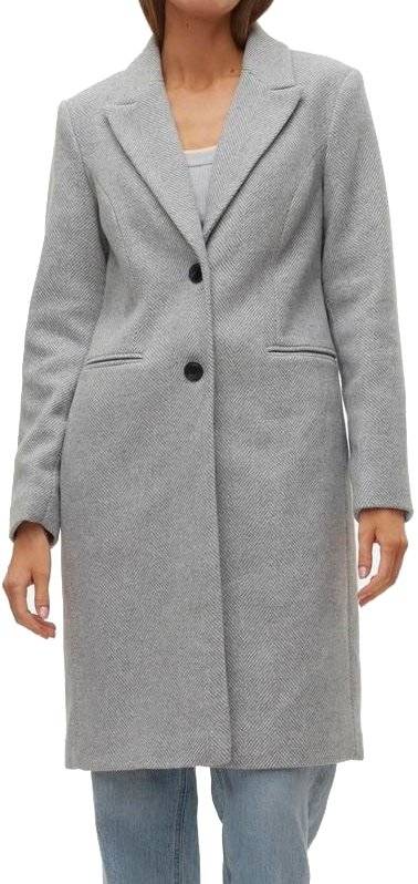 VERO MODA ΠΑΛΤΟ VERO MODA VMBLAZA HERINGBONE LONG WOOL 10310751 ΑΝΟΙΧΤΟ ΓΚΡΙ ΜΕΛΑΝΖΕ