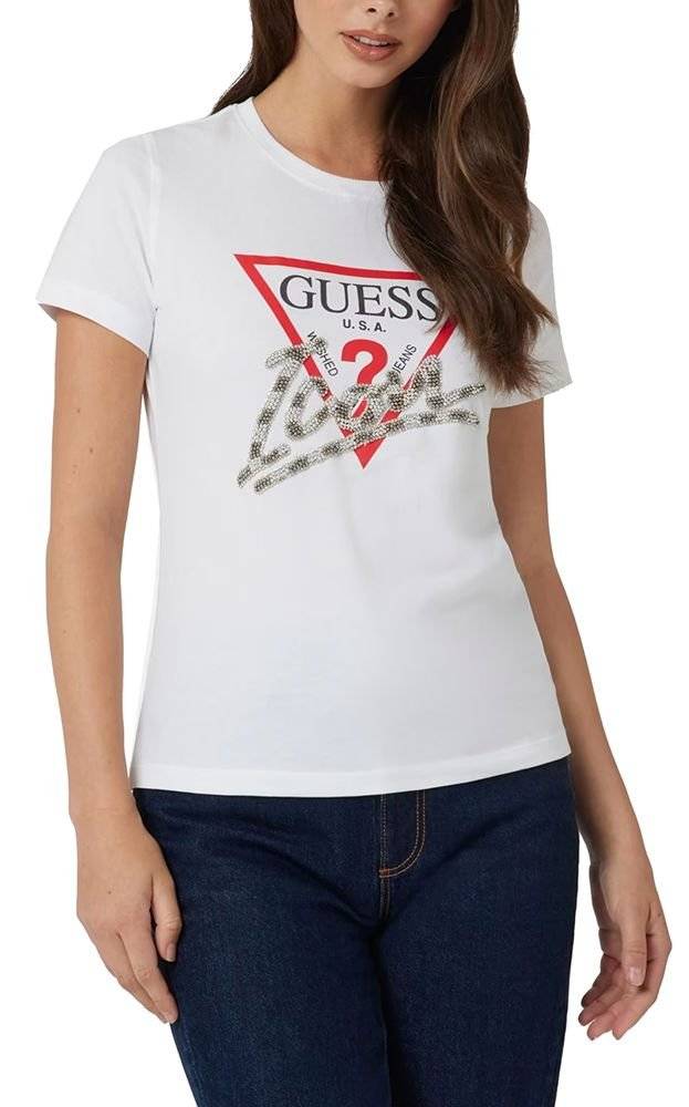 T-SHIRT GUESS ICON W4BI20I3Z14 ΛΕΥΚΟ