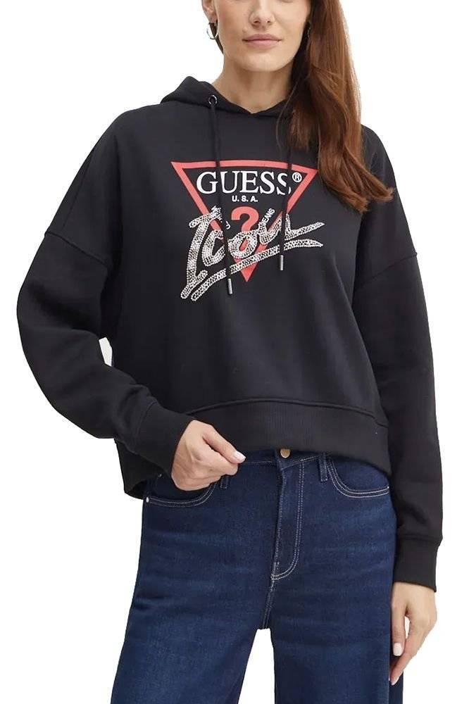 GUESS HOODIE GUESS ICON W4BQ06KB683 ΜΑΥΡΟ