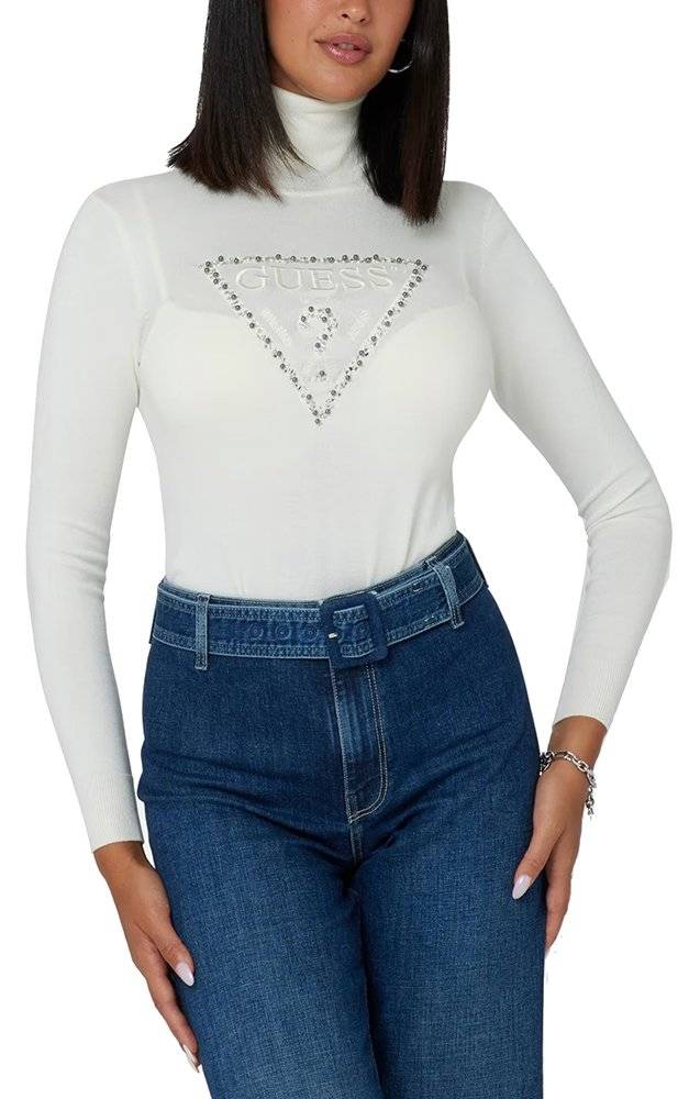 GUESS ΠΟΥΛΟΒΕΡ GUESS PIPER TRIANGLE LOGO W4BR03Z2NQ2 ΚΡΕΜ