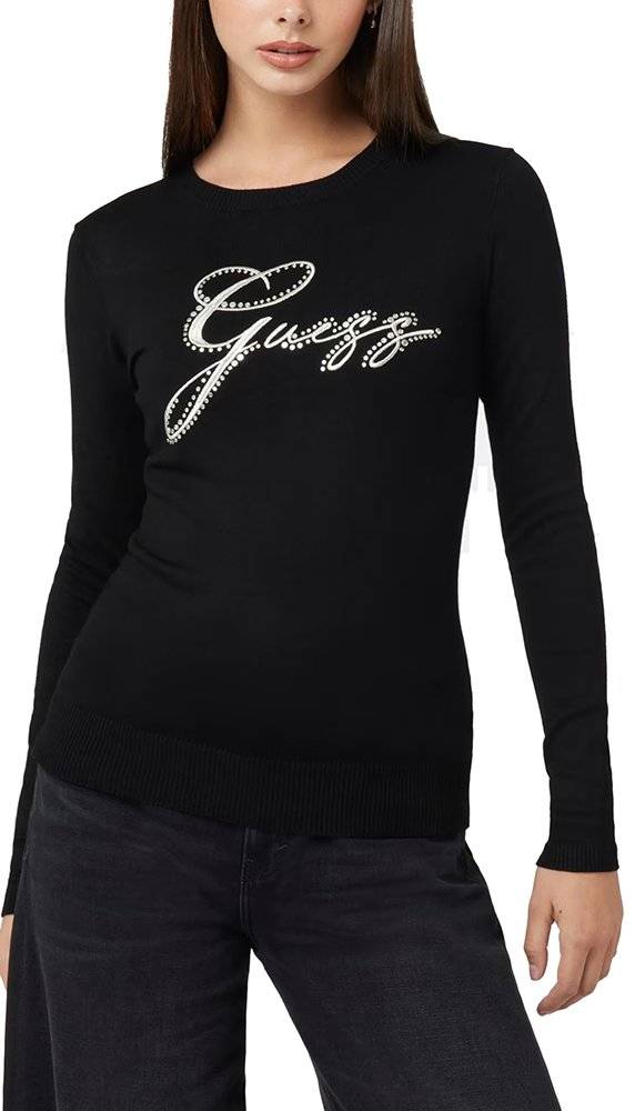 GUESS ΠΟΥΛΟΒΕΡ GUESS PIPER TRIANGLE LOGO W4BR04Z2NQ2 ΜΑΥΡΟ