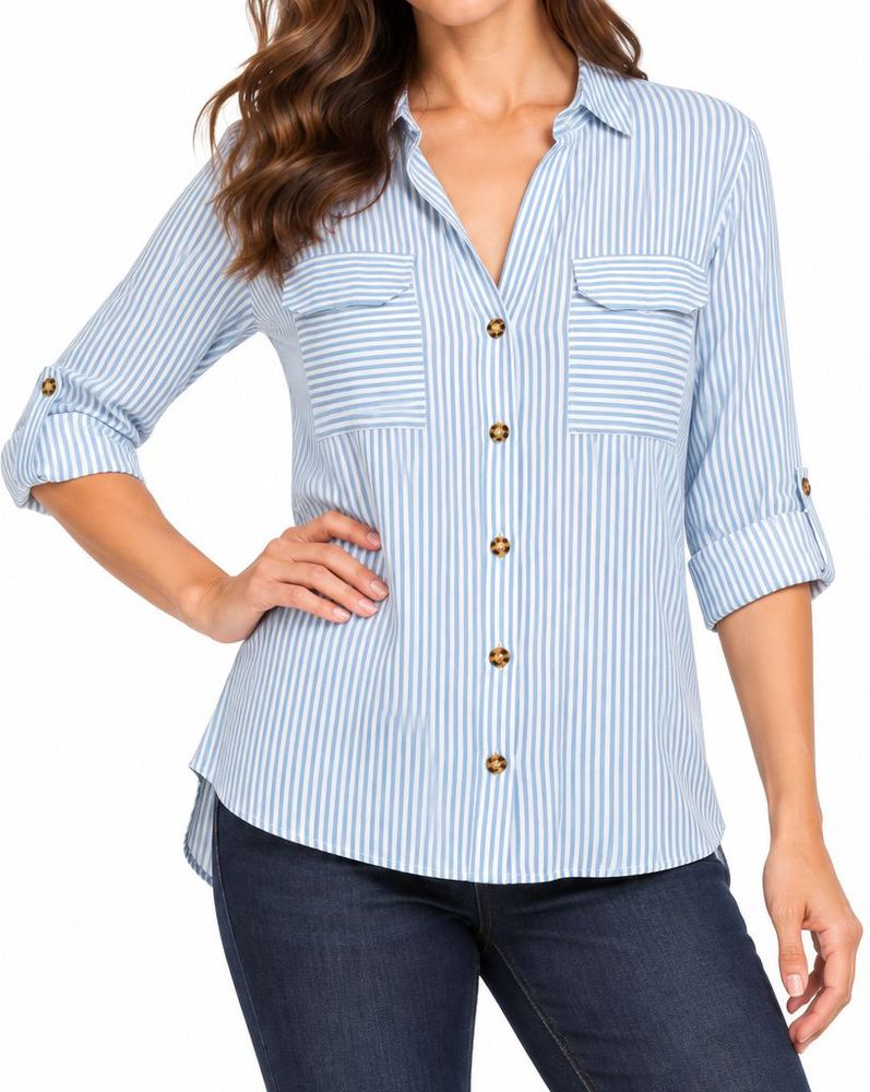 VERO MODA ΠΟΥΚΑΜΙΣΟ VERO MODA VMBUMPY STRIPES 10275283 ΓΑΛΑΖΙΟ