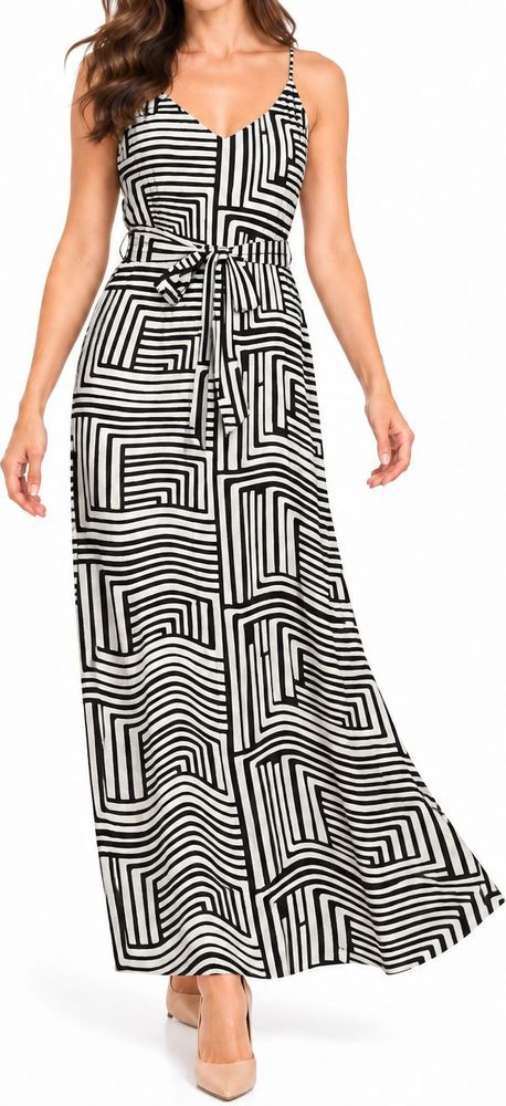 VERO MODA ΦΟΡΕΜΑ VERO MODA VMEASY JOY SLIT MAXI 10307995 ΜΑΥΡΟ/ΛΕΥΚΟ