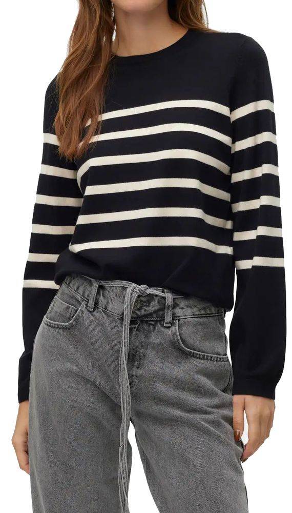 VERO MODA ΠΟΥΛΟΒΕΡ VERO MODA VMSABA PLAIN STRIPES 10309324 ΜΑΥΡΟ